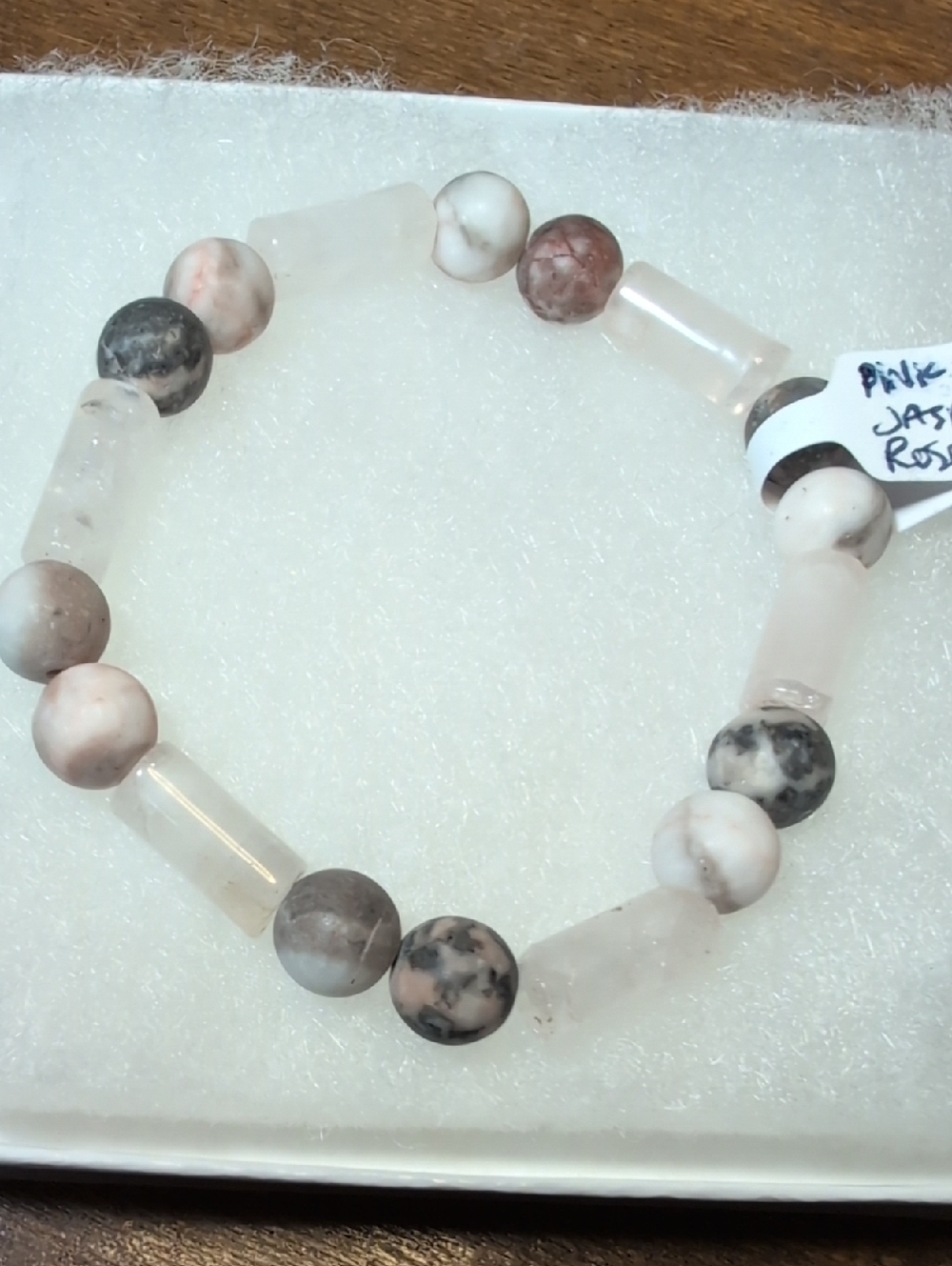 Pink Zebra Jasper And Rose Quartz Stretch Bracelet